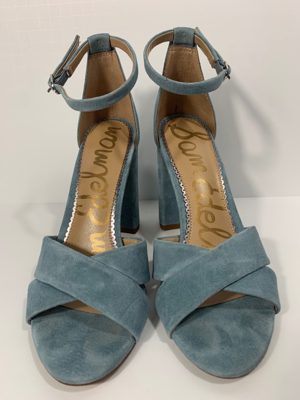 Sam Edelman Signature Collection Yenna Suede Heels Seafoam Blue Size 9